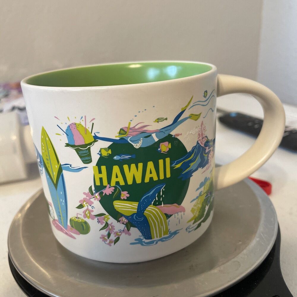 Starbucks Hawaii Discovery Series Mug 2024 Green Interior 14oz Coffee Cup